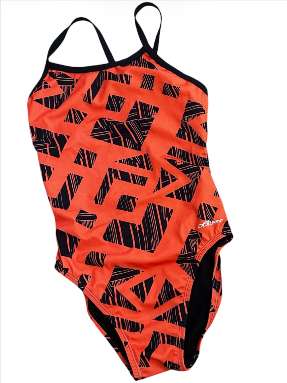 Dolfin Womens Reliance String Back One Piece
Swimsuit Size 28 Orange Black